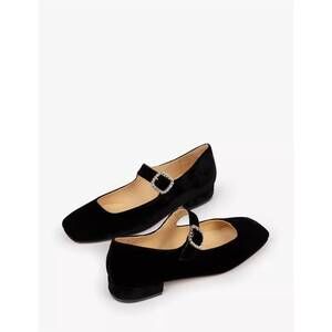 NEW PENELOPE CHILVERS women’s low mary jane diamante velvet shoes in black
